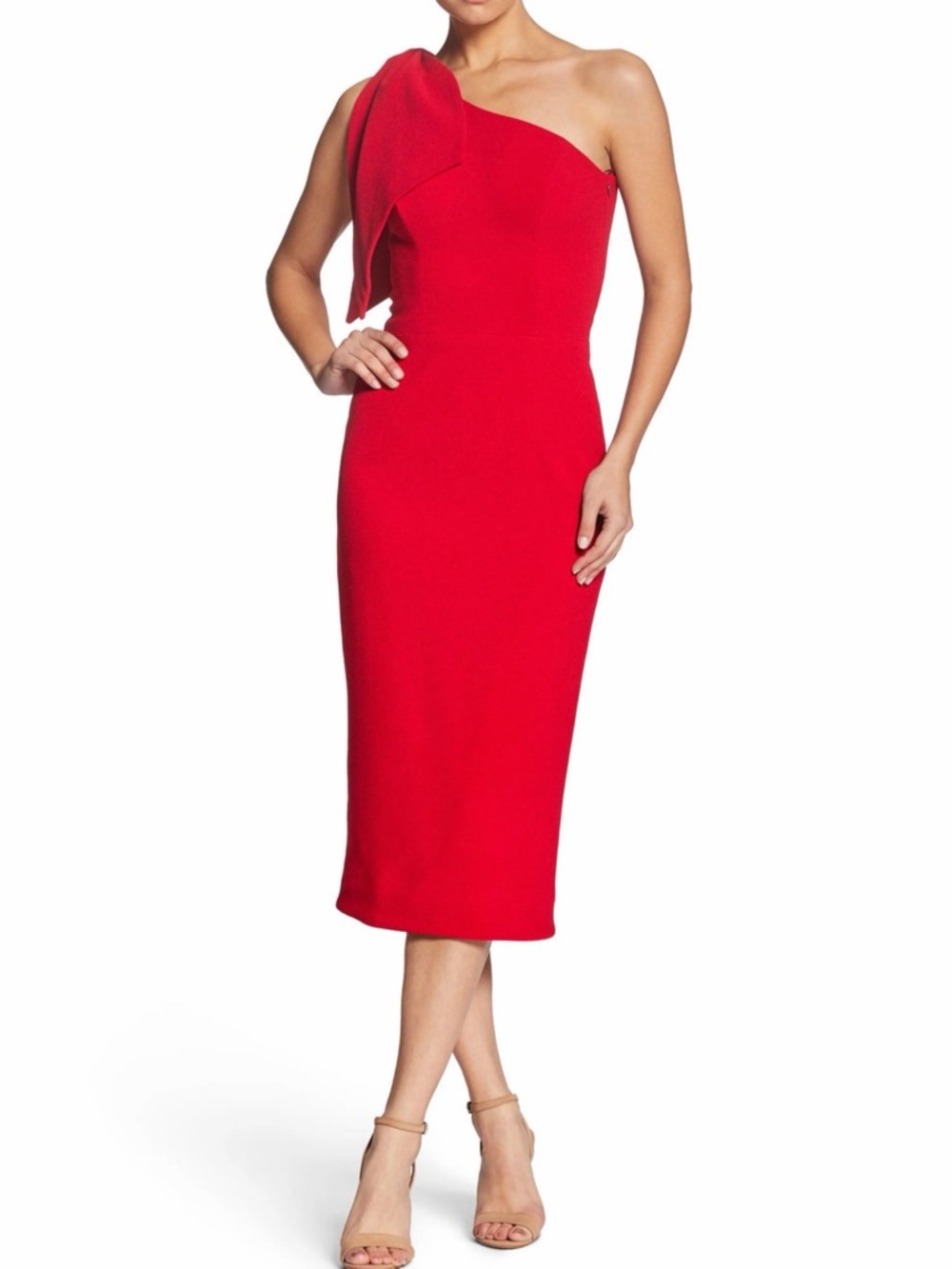 NWT Dress The Population Tiffany Dress One Shoulder Rouge Red Cocktail Gown